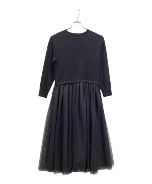 23区（ニジュウサンク）23区 (ニジュウサンク) チュールコンビ ワンピース ネイビー サイズ:38の古着・服飾アイテム
