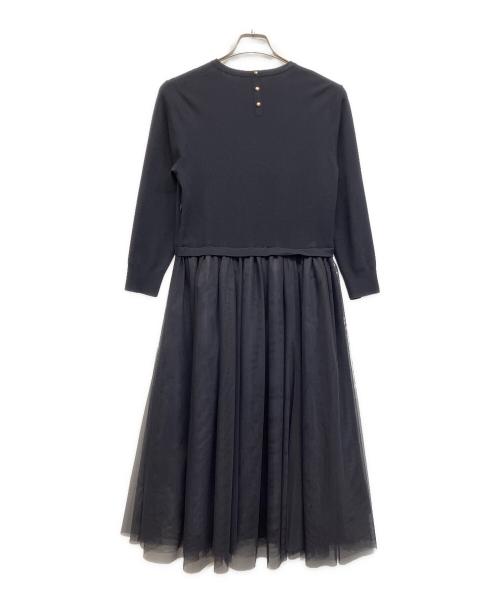 23区（ニジュウサンク）23区 (ニジュウサンク) チュールコンビ ワンピース ネイビー サイズ:38の古着・服飾アイテム