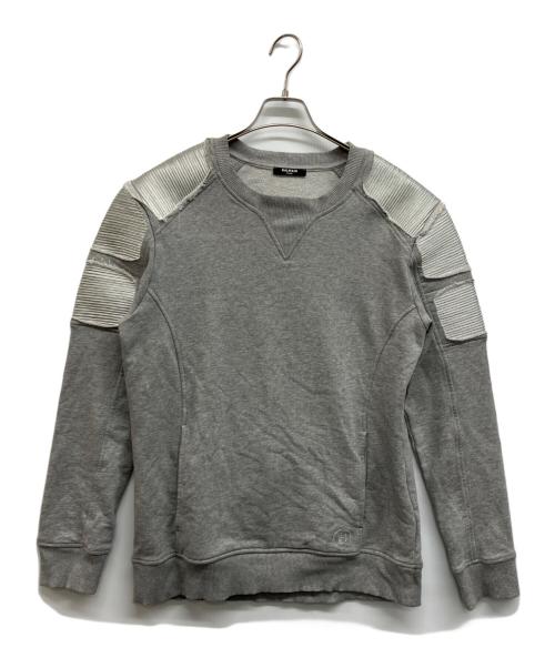 BALMAIN（バルマン）BALMAIN (バルマン) ショルダー切替バイカースウェット グレー サイズ:Mの古着・服飾アイテム