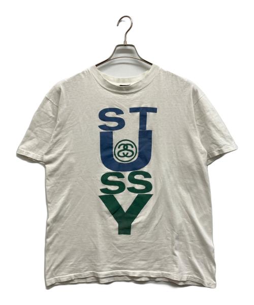 stussy（ステューシー）stussy (ステューシー) STUSSY　ステューシー　80'sオールドロゴプリントTシャツ ホワイト サイズ:Lの古着・服飾アイテム