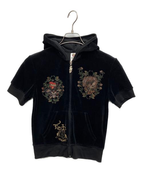 Ed Hardy（エド ハーディー）Ed Hardy (エド ハーディー) パイルジップパーカー ブラック サイズ:Lの古着・服飾アイテム