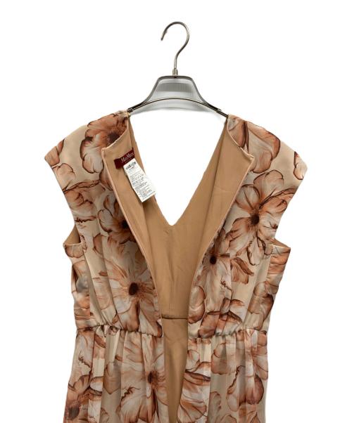 MaxMara（マックスマーラ）MaxMara (マックスマーラ) シルク混フラワープリントシフォンワンピース ベージュ サイズ:40の古着・服飾アイテム