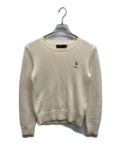 POLO RALPH LAUREN（ポロ・ラルフローレン）POLO RALPH LAUREN (ポロ・ラルフローレン) ポニー刺繍ニット アイボリー サイズ:Sの古着・服飾アイテム