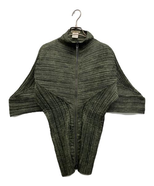 ISSEY MIYAKE（イッセイミヤケ）ISSEY MIYAKE (イッセイミヤケ) 97SS プリーツ変形ジップジャケット ランウェイコレクション グリーン サイズ:Mの古着・服飾アイテム