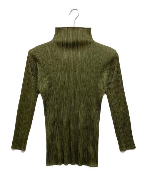 ISSEY MIYAKE（イッセイミヤケ）ISSEY MIYAKE (イッセイミヤケ) プリーツカットソー オリーブ サイズ:Freeの古着・服飾アイテム
