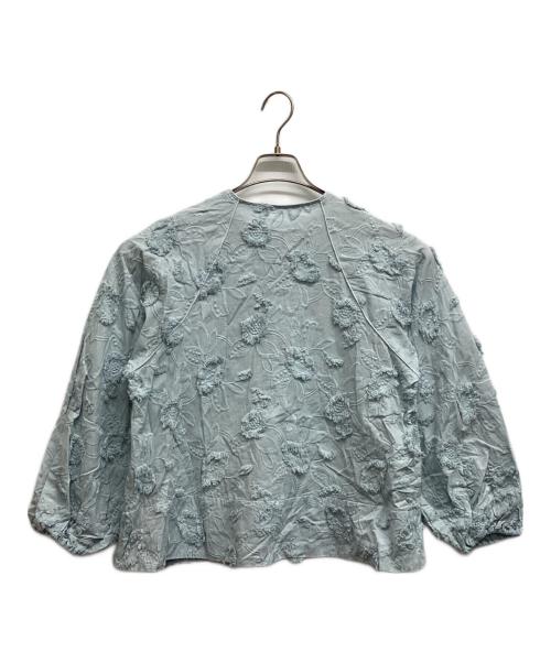 SIMPLICITE（シンプリシテ）SIMPLICITE (シンプリシテ) 手洗い可 / 3Dレースバブルスリーブチュニック スカイブルー サイズ:Freeの古着・服飾アイテム