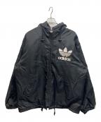 adidasアディダス）の古着「デカトレフォイルロゴナイロンジャケット」｜ブラック