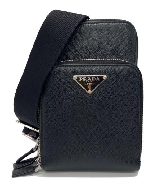 PRADA（プラダ）PRADA (プラダ) サフィアーノレザー スマートフォンケース ブラックの古着・服飾アイテム
