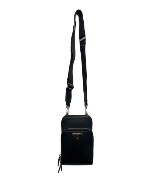 PRADA（プラダ）PRADA (プラダ) サフィアーノレザー スマートフォンケース ブラックの古着・服飾アイテム