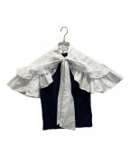 Bibiy.ビビィ）の古着「RUE FRILL KNIT」｜ホワイト×ネイビー