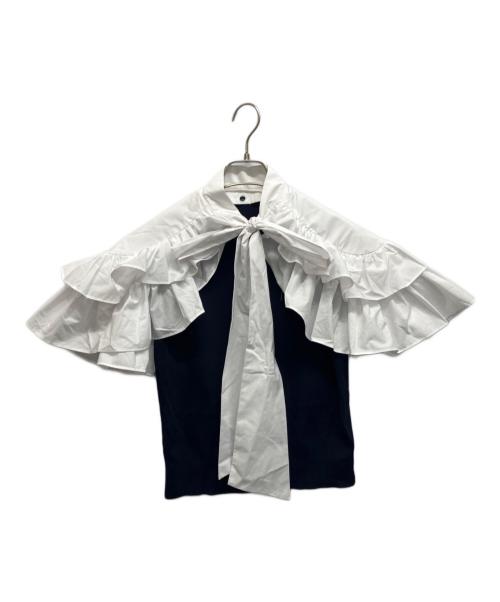Bibiy.（ビビィ）Bibiy. (ビビィ) RUE FRILL KNIT ホワイト×ネイビー サイズ:Free 未使用品の古着・服飾アイテム