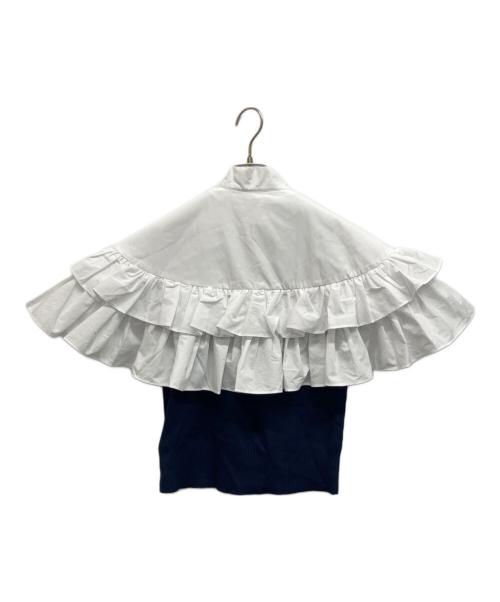 Bibiy.（ビビィ）Bibiy. (ビビィ) RUE FRILL KNIT ホワイト×ネイビー サイズ:Free 未使用品の古着・服飾アイテム
