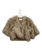 THREE DOTSスリードッツ）の古着「WAVY FUR SHORT JACKET」｜ブラウン