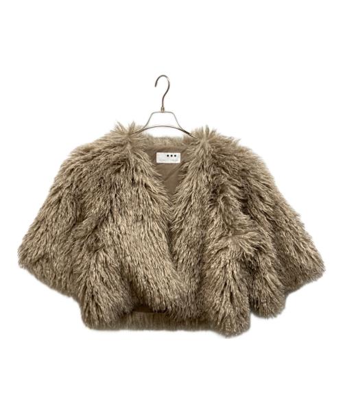 THREE DOTS（スリードッツ）THREE DOTS (スリードッツ) WAVY FUR SHORT JACKET ブラウン サイズ:Sの古着・服飾アイテム