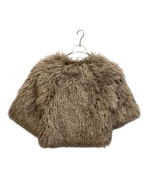 THREE DOTS（スリードッツ）THREE DOTS (スリードッツ) WAVY FUR SHORT JACKET ブラウン サイズ:Sの古着・服飾アイテム