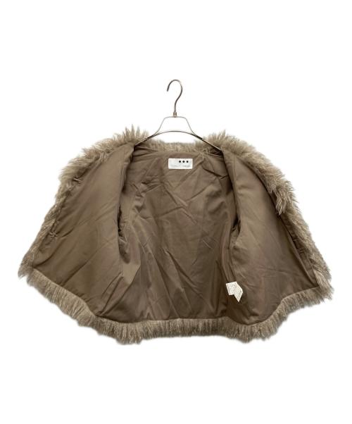 THREE DOTS（スリードッツ）THREE DOTS (スリードッツ) WAVY FUR SHORT JACKET ブラウン サイズ:Sの古着・服飾アイテム