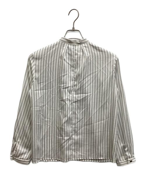 UNTITLED（アンタイトル）UNTITLED (アンタイトル) ストライプ スタンドカラーブラウス ホワイト サイズ:2の古着・服飾アイテム
