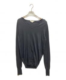 JOHN SMEDLEY（ジョンスメドレー）の古着「ウールVネックニット」｜ブラック
