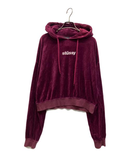 stussy（ステューシー）stussy (ステューシー) ロゴ刺繍ベロアパーカー パープル サイズ:Sの古着・服飾アイテム