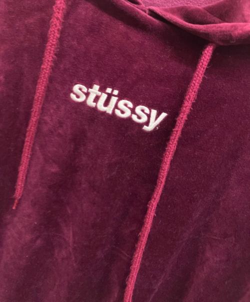 stussy（ステューシー）stussy (ステューシー) ロゴ刺繍ベロアパーカー パープル サイズ:Sの古着・服飾アイテム