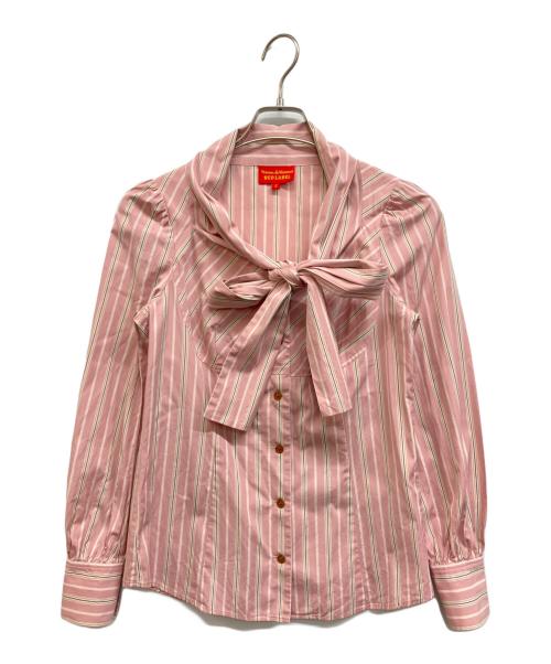 Vivienne Westwood RED LABEL（ヴィヴィアンウエストウッドレッドレーベル）Vivienne Westwood RED LABEL (ヴィヴィアンウエストウッドレッドレーベル) オーブ刺繍ボウタイブラウス ピンク サイズ:2の古着・服飾アイテム