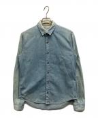 ）の古着「レザーエルボーパッチデニムシャツ」｜ブルー
