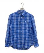 POLO RALPH LAURENポロ・ラルフローレン）の古着「リネンチェックシャツ」｜ブルー