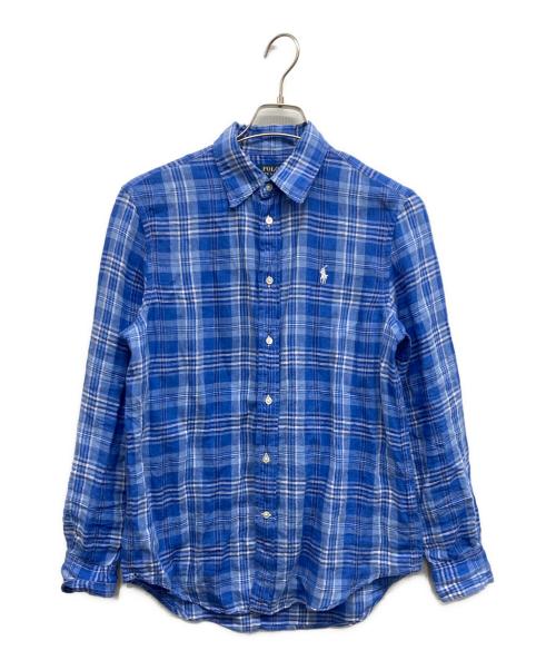 POLO RALPH LAUREN（ポロ・ラルフローレン）POLO RALPH LAUREN (ポロ・ラルフローレン) リネンチェックシャツ ブルー サイズ:Sの古着・服飾アイテム