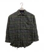 DIESELディーゼル）の古着「バックテープデザインウールシャツ」｜グリーン