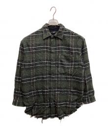 DIESEL（ディーゼル）の古着「バックテープデザインウールシャツ」｜グリーン