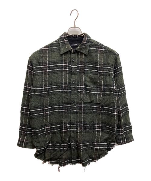 DIESEL（ディーゼル）DIESEL (ディーゼル) バックテープデザインウールシャツ グリーン サイズ:XSの古着・服飾アイテム