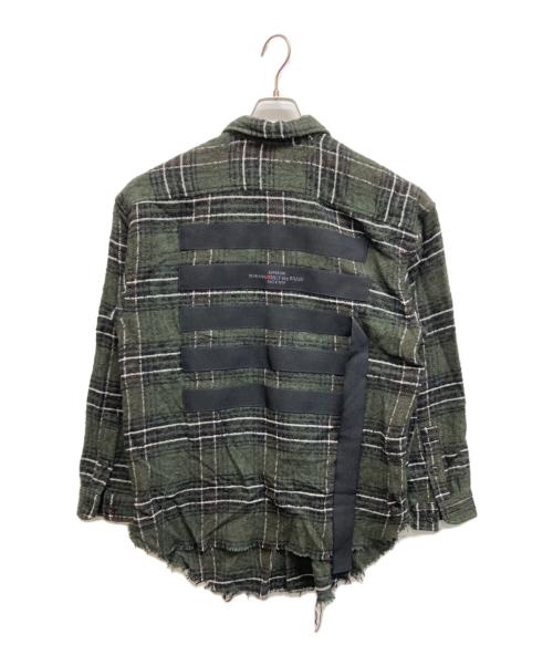 DIESEL（ディーゼル）DIESEL (ディーゼル) バックテープデザインウールシャツ グリーン サイズ:XSの古着・服飾アイテム