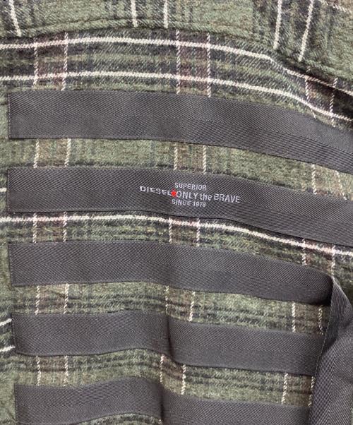 DIESEL（ディーゼル）DIESEL (ディーゼル) バックテープデザインウールシャツ グリーン サイズ:XSの古着・服飾アイテム