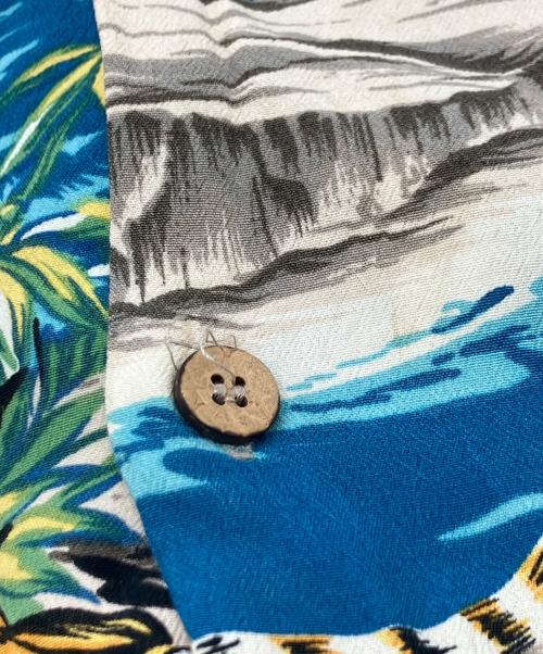 native hawaian（ネイティブハワイアン）native hawaian (ネイティブハワイアン) 虎柄レーヨンアロハシャツ ブルー サイズ:38の古着・服飾アイテム