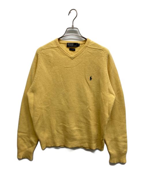 POLO RALPH LAUREN（ポロ・ラルフローレン）POLO RALPH LAUREN (ポロ・ラルフローレン) vネックウールニット イエロー サイズ:Mの古着・服飾アイテム