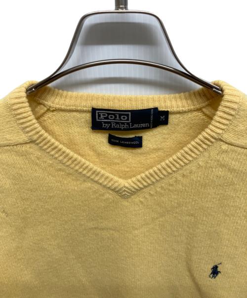 POLO RALPH LAUREN（ポロ・ラルフローレン）POLO RALPH LAUREN (ポロ・ラルフローレン) vネックウールニット イエロー サイズ:Mの古着・服飾アイテム