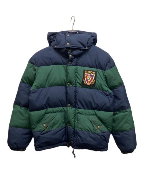 POLO RALPH LAUREN（ポロ・ラルフローレン）POLO RALPH LAUREN (ポロ・ラルフローレン) ボーダーダウンジャケット ネイビー×グリーン サイズ:Mの古着・服飾アイテム