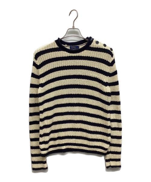 POLO RALPH LAUREN（ポロ・ラルフローレン）POLO RALPH LAUREN (ポロ・ラルフローレン) ショルダーボタンボーダーニット ネイビー サイズ:Sの古着・服飾アイテム