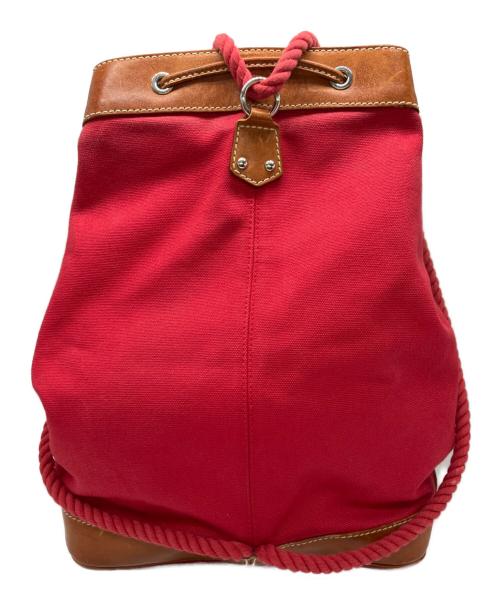 RALPH LAUREN（ラルフローレン）RALPH LAUREN (ラルフローレン) キャンバス×レザー巾着ショルダーバッグ レッド サイズ:下記参照の古着・服飾アイテム