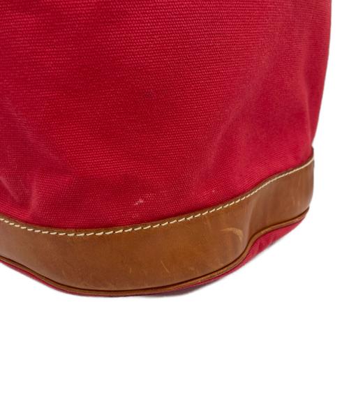 RALPH LAUREN（ラルフローレン）RALPH LAUREN (ラルフローレン) キャンバス×レザー巾着ショルダーバッグ レッド サイズ:下記参照の古着・服飾アイテム