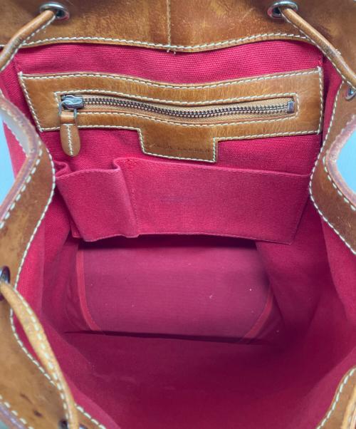 RALPH LAUREN（ラルフローレン）RALPH LAUREN (ラルフローレン) キャンバス×レザー巾着ショルダーバッグ レッド サイズ:下記参照の古着・服飾アイテム