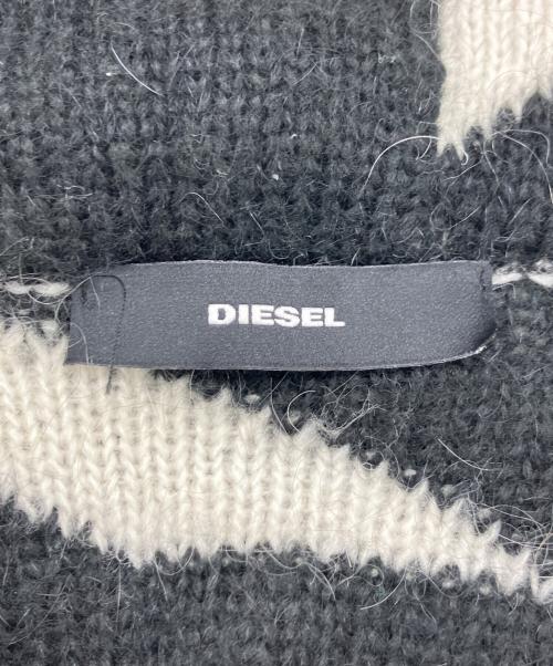 DIESEL（ディーゼル）DIESEL (ディーゼル) モヘア混ニットロングカーディガン ホワイト×ブラック サイズ:不明の古着・服飾アイテム