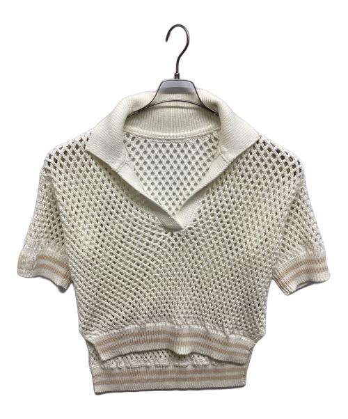 FENDI（フェンディ）FENDI (フェンディ) スキッパーニットポロシャツ ホワイト サイズ:42の古着・服飾アイテム