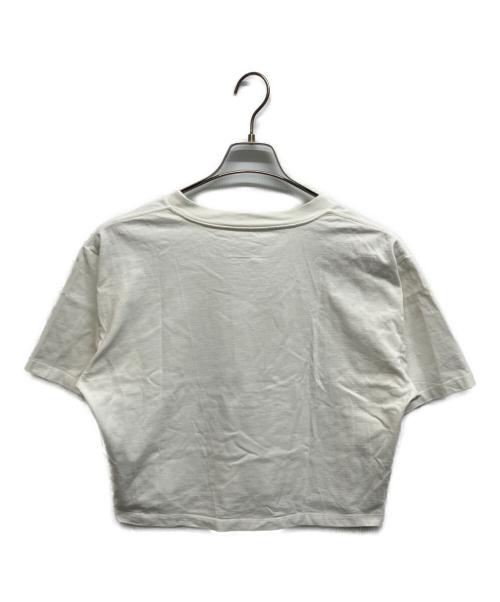 MM6 Maison Margiela（エムエムシックスメゾンマルジェラ）MM6 Maison Margiela (エムエムシックスメゾンマルジェラ) ハンドサイン プリント クロップド Tシャツ ホワイト サイズ:Sの古着・服飾アイテム