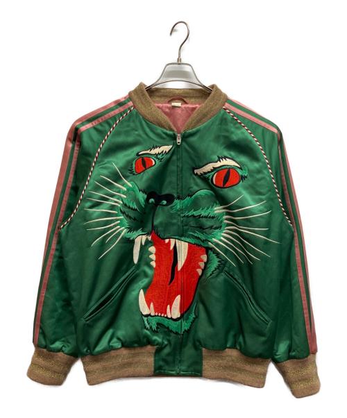 GUCCI（グッチ）GUCCI (グッチ) アングリーパンサーエンブロイダリージャケット グリーン サイズ:48の古着・服飾アイテム