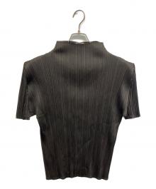 PLEATS PLEASE（プリーツプリーズ）の古着「ショートスリーブハイネックプリーツカットソー」｜ブラウン