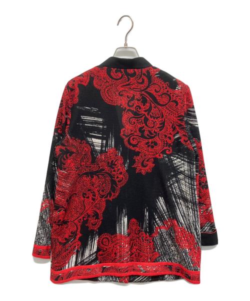 LEONARD FASHION（レオナールファッション）LEONARD FASHION (レオナールファッション) 花柄ノーカラージャケット レッド×ブラック サイズ:42の古着・服飾アイテム