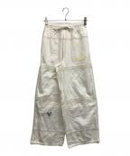 OUTDOOR PRODUCTSアウトドア プロダクツ）の古着「OUTDOOR PRODUCTS レース×刺繍トラックワイドパンツ」｜アイボリー