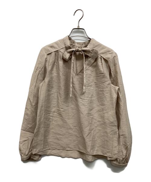 Noble（ノーブル）Noble (ノーブル) Noble ブライトシアーヨークボウタイブラウス ベージュ サイズ:Freeの古着・服飾アイテム