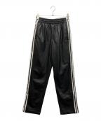 adidas Originalsアディダスオリジナル）の古着「フェイクレザー アディカラー スリーストライプス ファイヤーバード トラックスーツパンツ」｜ブラック